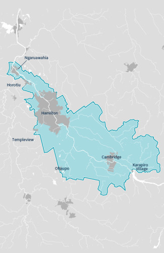 Map of the Central Waikato catchment zone