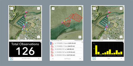 Snapshots of specialised tech used by spacial analysts during the exercise