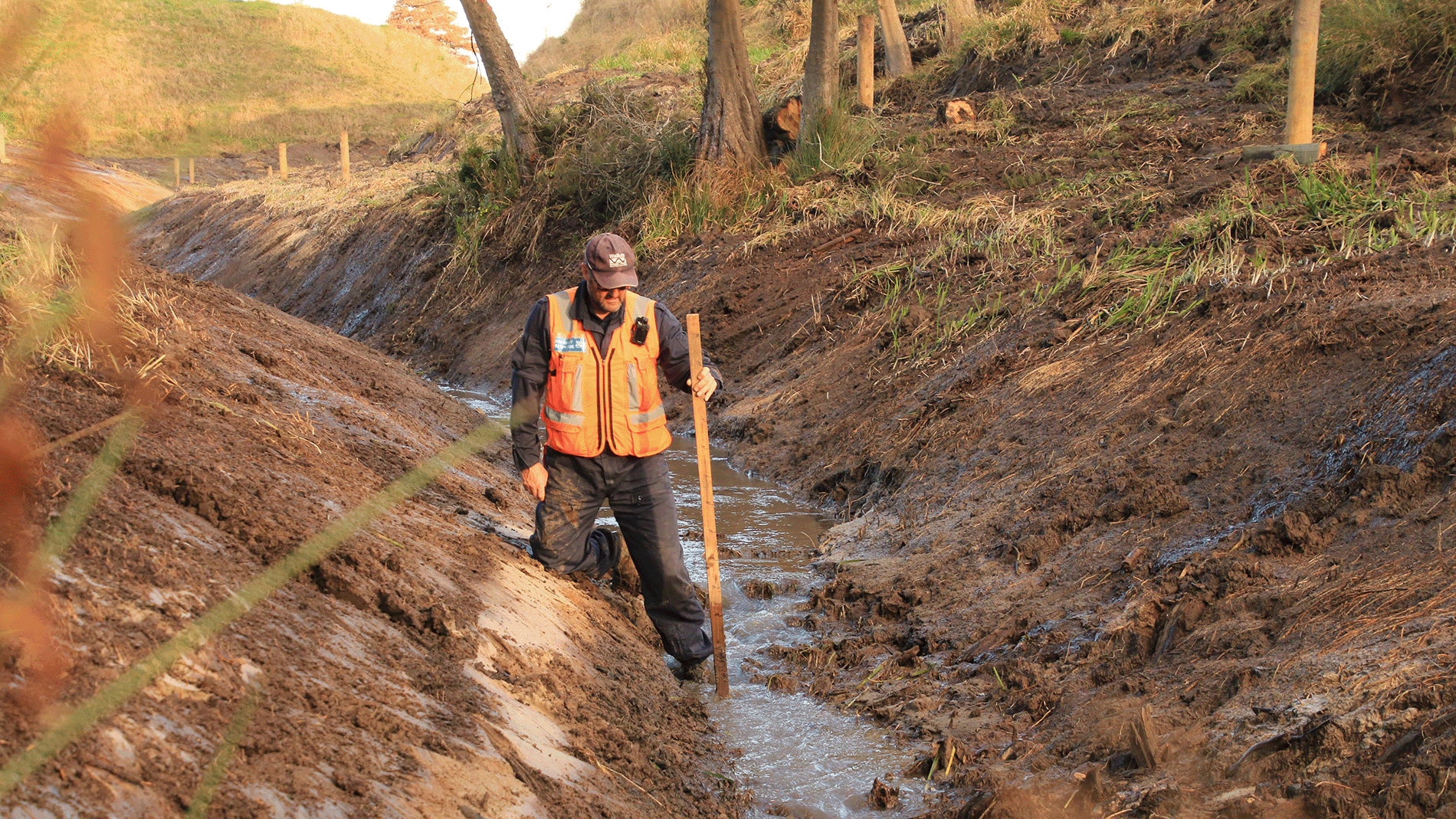 Image of WRC staff member carrying out site investigation